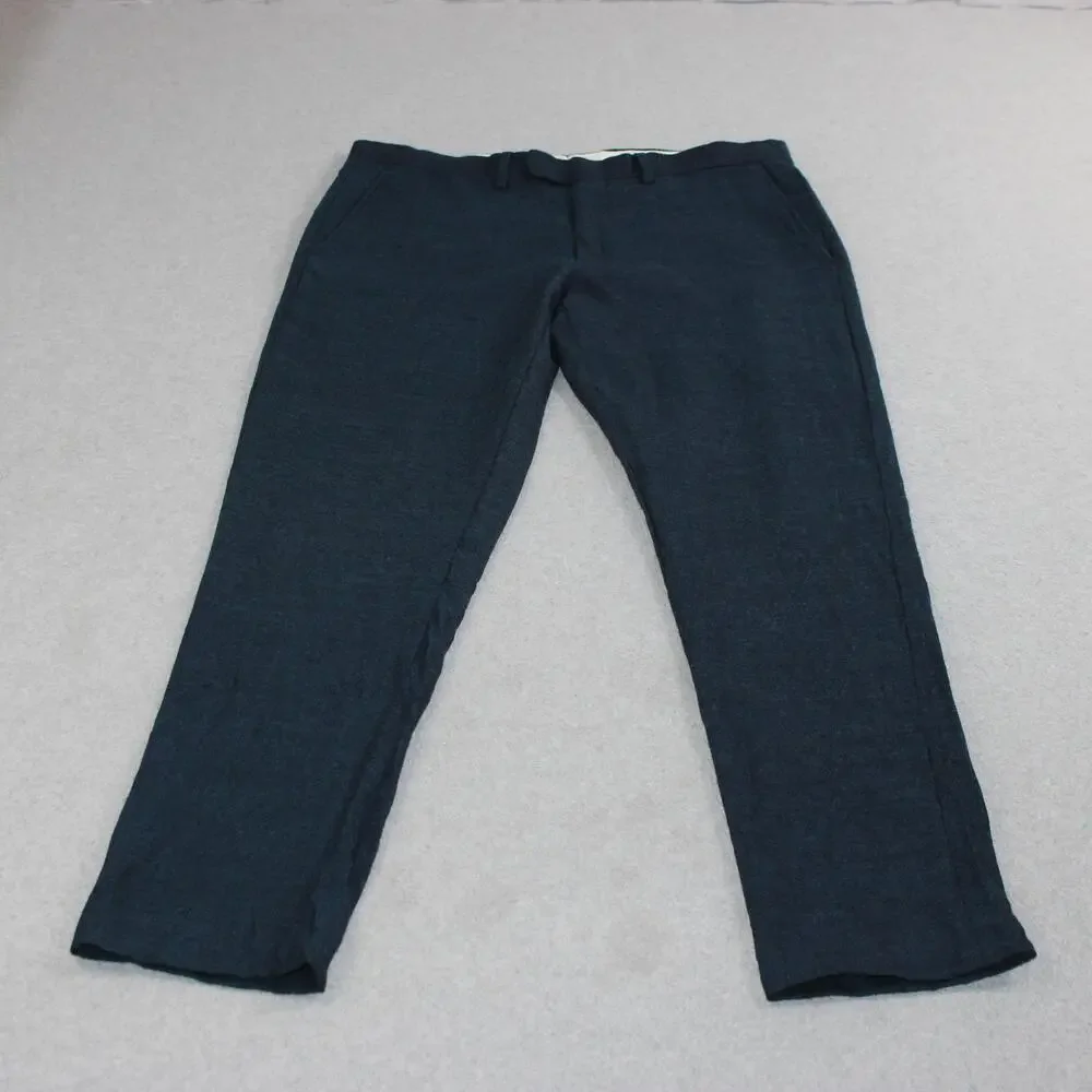 J Crew Bowery Pants Men 32x32 Blue Wool Slim Office Heritage Capsule Academia